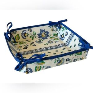 Floral Basket with Blue Trim
